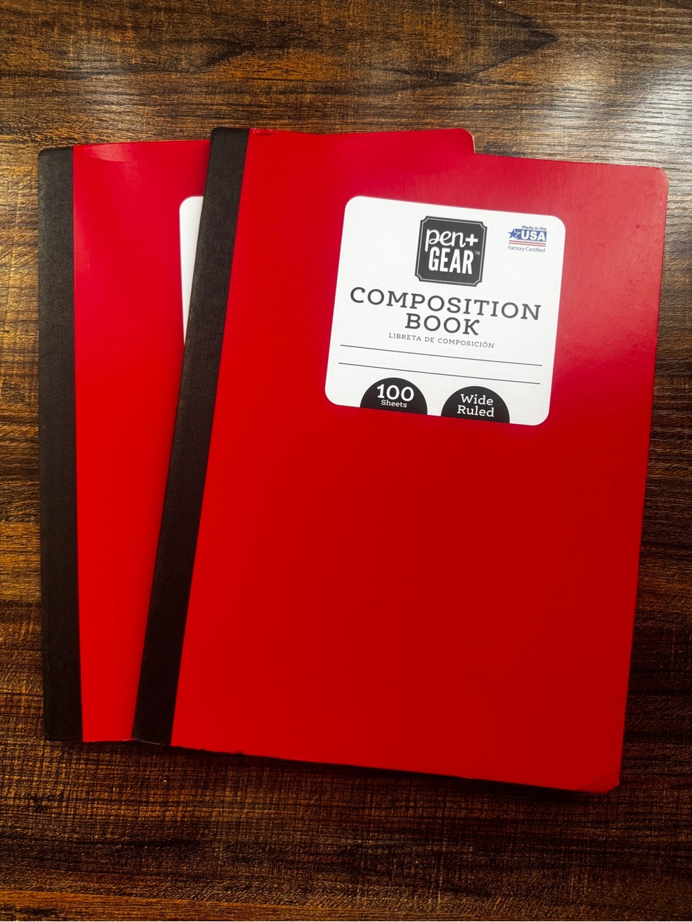 Pen +Gear New Red NComposition Notebook (Lot of 2)Wide Ruled 100 Sheets USA Made